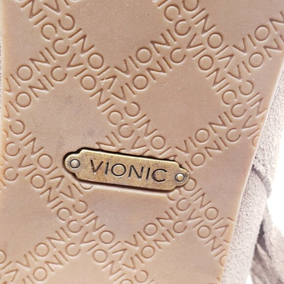 Vionic Women's 8.5 Faros Fringed Bootie Taupe Suede Waterproof Comfort Size Zip - Picture 9 of 11